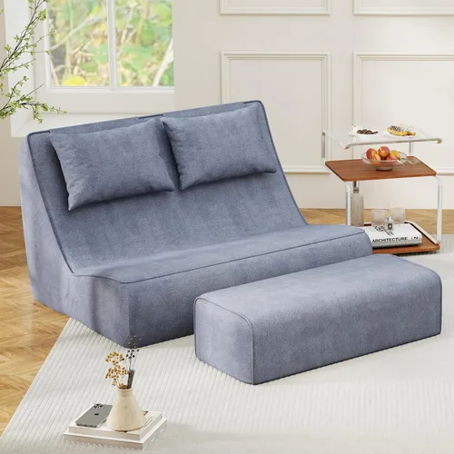 Miniatura 13 de Silla Puf Gigante para Adultos, Tumbona de Pana con Soporte Inigualable para la Espalda, Almohada Cervical Desmontable, Otomana Cómoda y Funda