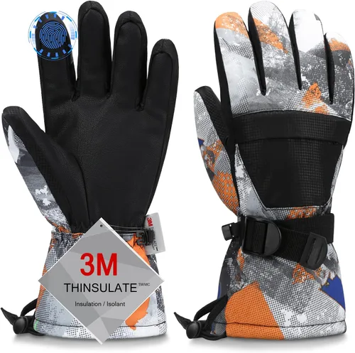 Guantes de esquí, guantes de nieve impermeables y transpirables más cálidos para clima frío, se adaptan tanto a hombres como a mujeres, para padres