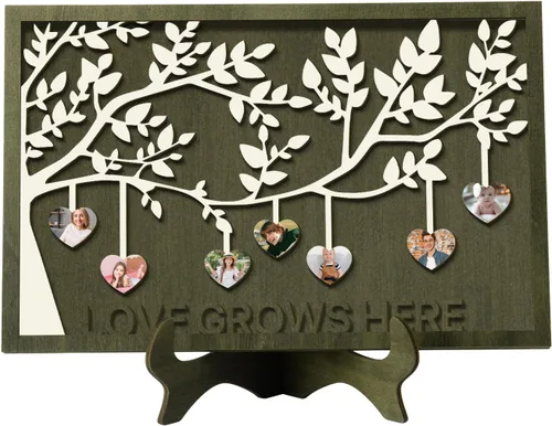 Miniatura 33 de Regalos para mamá, letrero de árbol familiar personalizado con nombres personalizados, placas de madera, decoración grabada con nombres familiares