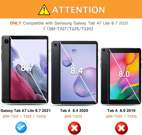 Miniatura 2 de Funda para niños para tablet Samsung Galaxy Tab A7 Lite de 8.7", protector de pantalla integrado, funda protectora con mango y soporte a prueba