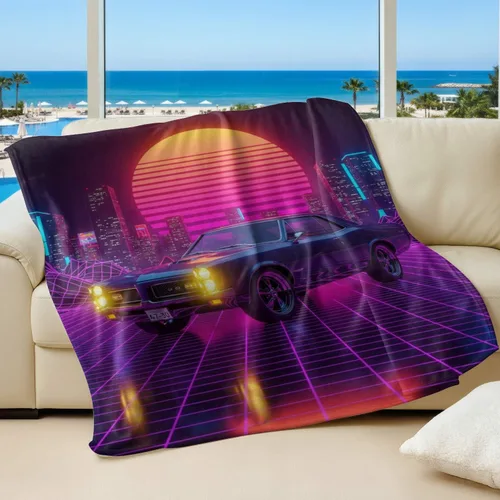 Miniatura 11 de Cyber Synthwave GTO Neon Retro Flannel Blanket, Super Soft Cozy Bed Throw, Versatile Throw Blanket for Bedroom & Sofa Decor (04,30 x 40in)