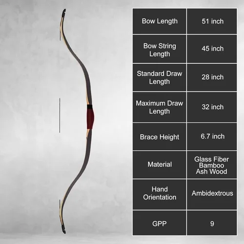 Miniatura 2 de AF Archery arco recurvo turco, arco de caza laminado tradicional de alto rendimiento de 50" para adultos, jóvenes, principiantes, entusiastas y caza