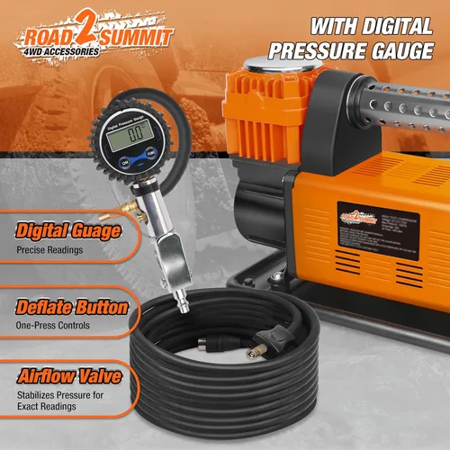 Miniatura 3 de Compresor de Aire con Medidor de Presión Digital Kit de Inflador de Neumáticos, Inflador Portátil de 12V de Alta Resistencia 7.06 pies³/Min, Máx 135