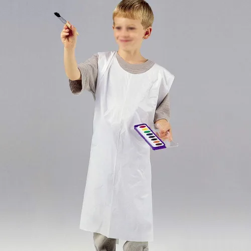 Miniatura 5 de 100 delantales desechables, 24 x 42 pulgadas, delantal de plástico impermeable, baberos para adultos, pintura, fiestas, cocina, tareas domésticas