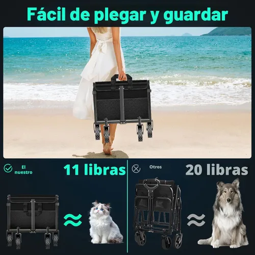 Miniatura 2 de Carro plegable con ruedas: Carro plegable de alta resistencia de 163 kg, Carro plegable portátil todo terreno para compras de comestibles, Camping