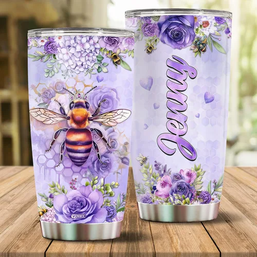 Miniatura 2 de Vaso de abeja personalizado con nombre personalizado de abejas reinas, regalos para mujeres, tazas de agua, botella de agua de 20 onzas, regalo
