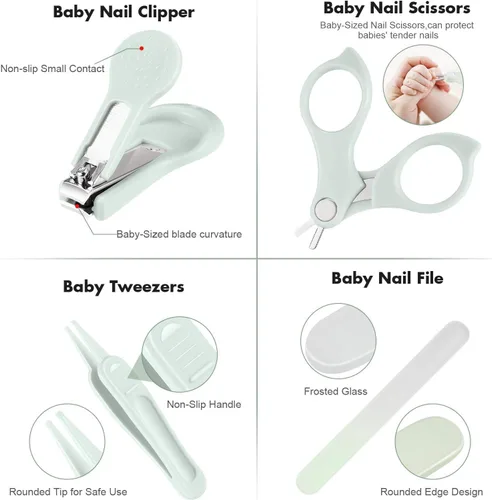 Miniatura 3 de Cortauñas para bebé, kit de uñas seguro 4 en 1 con bonito estuche, cortaúñas, tijeras, pinzas, juego de lima de uñas para recién nacidos, bebés