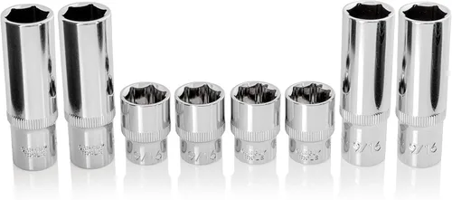 Miniatura 3 de Car Guy Tools - Juego de 8 llaves de vaso de 1/2" (3/8", multitipo)