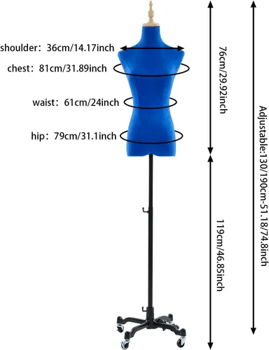 Miniatura 4 de Adjustable Dress Form, Female Sewing Mannequin, Movable Rolling Body Model Base , Detachable Casters Clothing Display Stand Mannequin for Clothing