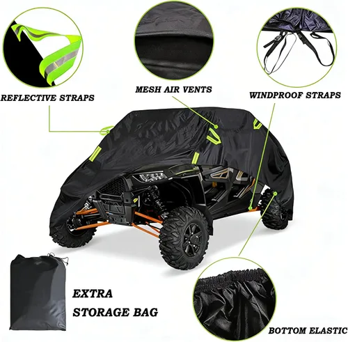Miniatura 4 de UTV Cover for CFMOTO UForce 400 2015-2026, Heavy Duty Quad Cover, Side by Side, All Weather Outdoor Storage, Windproof Straps Elastic Hem