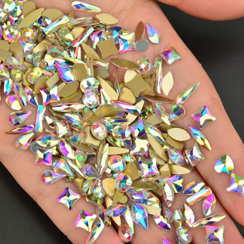 Miniatura 5 de Massive Beads Gemas de diamantes de imitación de cristal con parte trasera plana mixta para arte de uñas 3D para teléfono DIY
