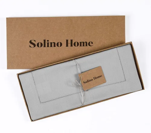 Miniatura 4 de Solino Home - Camino de mesa de algodón, servilleta y mantel individual 17: Gris claro