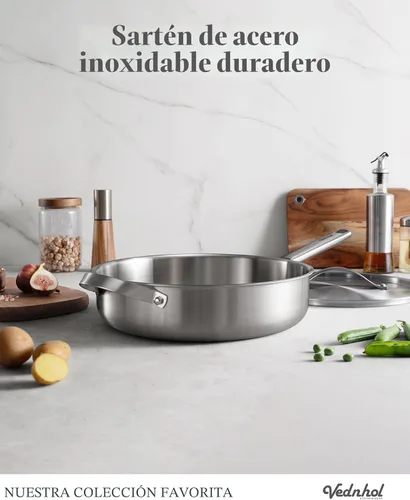 Miniatura 9 de Juego de utensilios de cocina de acero inoxidable, 8 piezas de ollas y sartenes de capa triple, libre de PFOA y PTFE, apto para lavavajillas