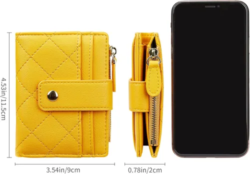 Miniatura 18 de Cartera de cuero para mujer, pequeña, compacta, plegable, con bolsillo para monedas con cremallera