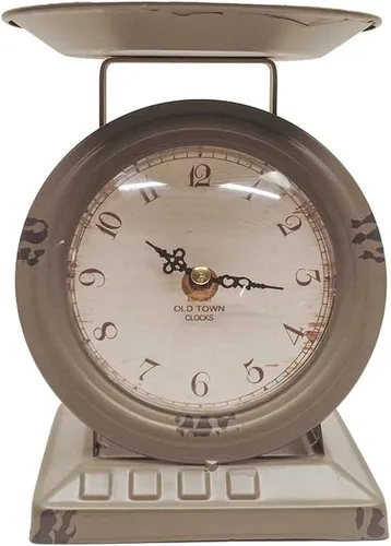 Treasure Gurus - Báscula de comida vintage para encimera de cocina, reloj de isla de granja, mesa de granja, decoración del hogar, color