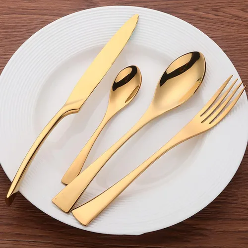 Miniatura 9 de Juego de cubiertos negros para 6, juego de cubiertos de 24 piezas, incluye cuchillo, tenedor/cuchara, reutilizable, juego de cubiertos de acero