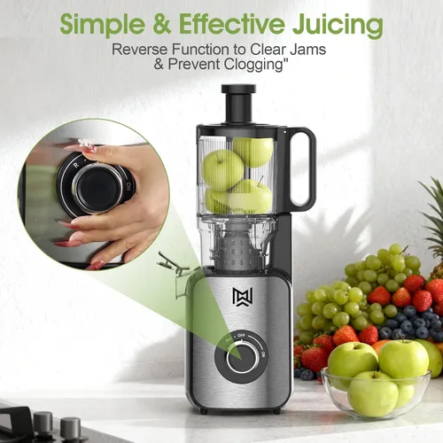Miniatura 5 de Exprimidor de prensa en frío, material de acero inoxidable, máquinas exprimidoras con canal de alimentación de 5.0 pulgadas de ancho, exprimidor