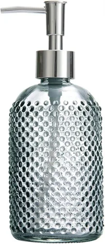 Miniatura 6 de Sizikato Botella dispensadora de jabón de vidrio con superficie con cuentas, 16 oz Rojo