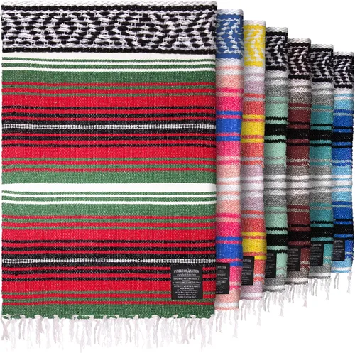 Miniatura 16 de Hydration Nation Auténtica manta mexicana extra grande (70 x 50 pulgadas), yoga tejida a mano, serape, falsa artesanal, playa, campamento, picnic