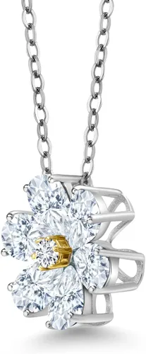 Miniatura 10 de Gem Stone King Collar de plata de ley 925 y oro amarillo de 10 quilates con piedra natal y diamantes cultivados en laboratorio, forma de pera