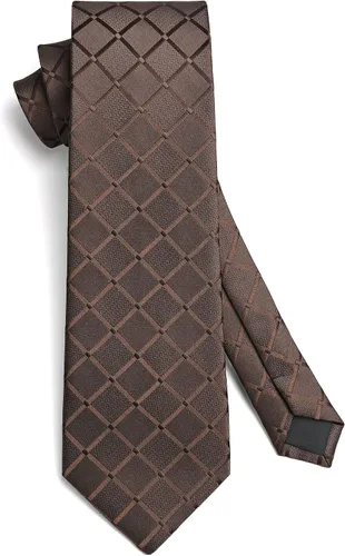 Miniatura 13 de HISDERN Conjunto de corbata a cuadros a cuadros pañuelo tejido clásico formal para hombre corbata y bolsillo cuadrado