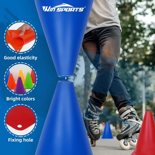 Miniatura 3 de Win SPORTS Juego de conos de tráfico de plástico para entrenamiento, conos de agilidad para interiores y exteriores y eventos festivos