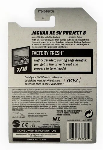 Miniatura 2 de Hot Wheels Jaguar XE SV Project 8, [naranja quemado] 244/250 Factory Fresh 7/10