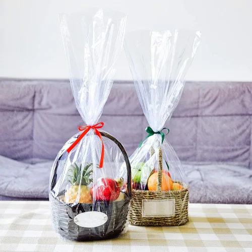 Miniatura 4 de LazyMe Bolsas retráctiles, bolsas retráctiles transparentes de celofán para regalos y cestas de Navidad, 18 x 24 pulgadas (10 unidades)