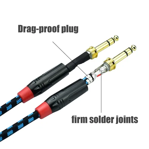 Miniatura 5 de Cable de conexión equilibrado TRS a TRS macho de 1/4 de pulgada, cable de audio estéreo de 15 pies de pulgada de 0.250 in a 0.250 in, nailon