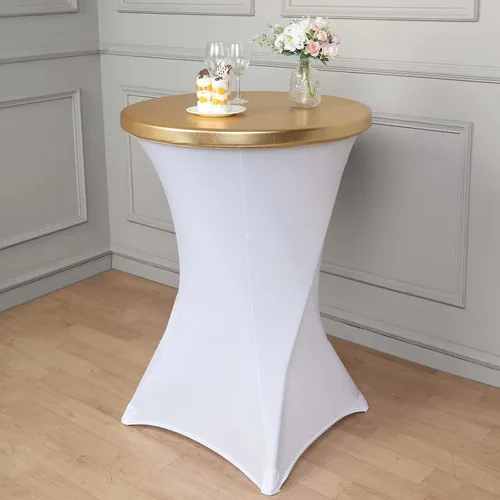 Miniatura 5 de Tableclothsfactory Cubierta de mesa de cóctel elástica de elastano dorado metálico