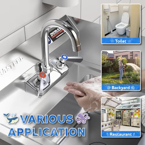 Miniatura 7 de DuraSteel Fregadero de acero inoxidable - Fregadero de cocina comercial de montaje en pared NSF - Fregadero de mano pequeño con lavabo de 12 x 10 x