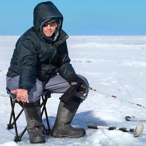 Miniatura 5 de Generic 122 piezas de carrete de caña de pescar en hielo, kit de caña de pescar de hielo de luz media de 24 pulgadas con plantillas de pesca