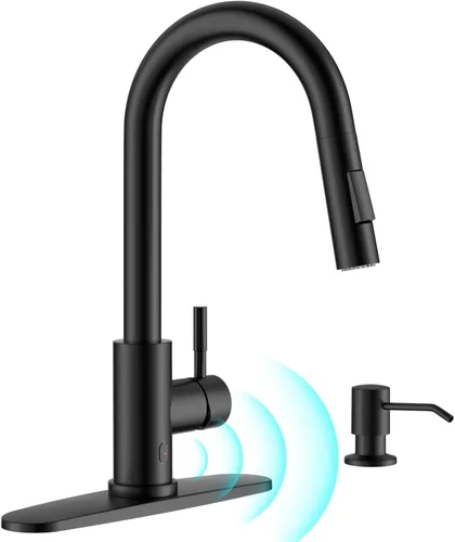 Miniatura 25 de APPASO Grifo de cocina negro con filtro de agua, mangueras certificadas por cUPC, grifos de fregadero de 3 vías con rociador extraíble, 3 modos