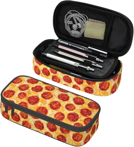 Miniatura 12 de Estuche para lápices con lunares rosados de fresa de gran capacidad, bolsa de papelería con cremallera, soporte portátil para bolígrafos