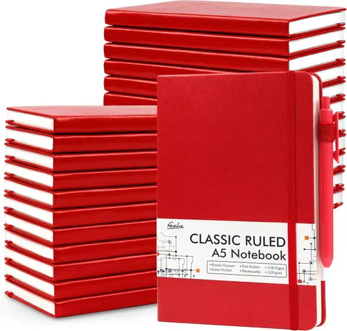 Miniatura 8 de feela Paquete de 24 cuadernos a granel para el trabajo, cuadernos de negocios de tapa dura con soporte para bolígrafo, para estudiantes y mujeres