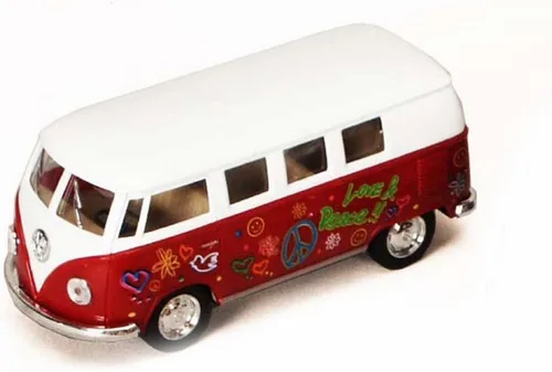 Miniatura 5 de KiNSMART Volkswagen Classic Bus 1962 escala 1:32 5 pulgadas, modelo de metal fundido a presión de juguete (4 juegos de potencia floral)