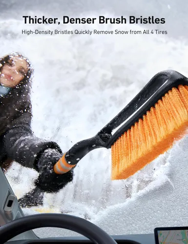 Miniatura 3 de AstroAI Paquete de 2 cepillos de nieve de 27 pulgadas y raspadores de hielo para parabrisas de automóvil, raspadores de nieve desmontables