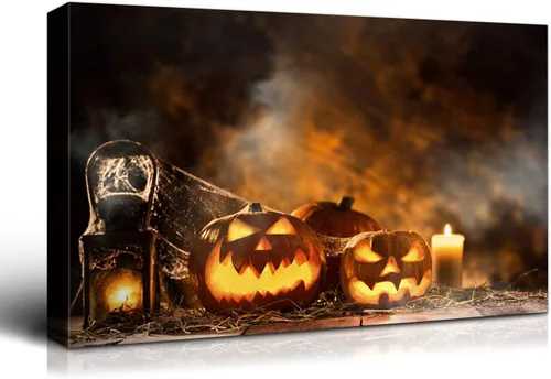 Miniatura 66 de Denozer - Pintura artística de pared de Halloween, impresión artística sobre lienzo para dormitorio, sala de estar, decoración de pared del hogar