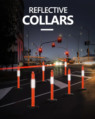 Miniatura 2 de BATTIFE Poste delineador de 45 pulgadas con base, conos de delineador de tráfico naranja con collar reflectante para práctica de conducción
