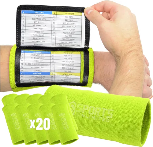 Miniatura 76 de Sports Unlimited Banda Instructora Triple para Adultos, Muñequeras de Fútbol para Jugadas, Muñequeras de Béisbol, Bandas de Brazo QB Negro