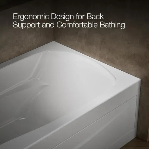 Miniatura 8 de Kohler 1259-LA-0 Mariposa 72" x 36" baño alcobólico, drenaje izquierdo, Blanco