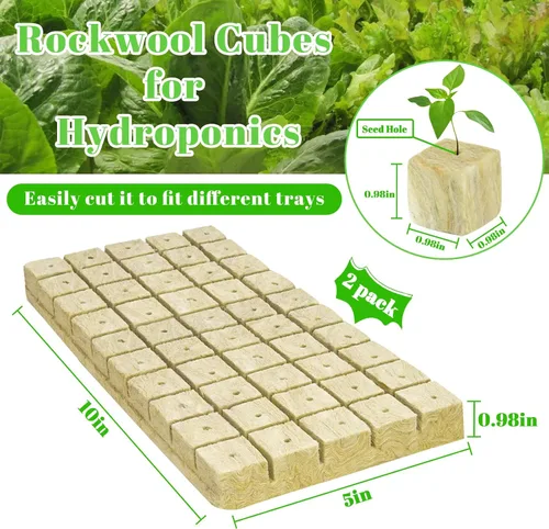 Miniatura 2 de Legigo Cubos de lana de roca de 1 pulgada para hidroponía, cubos de cultivo para plantación de lana de roca para torre hidropónica, jardín, plantas