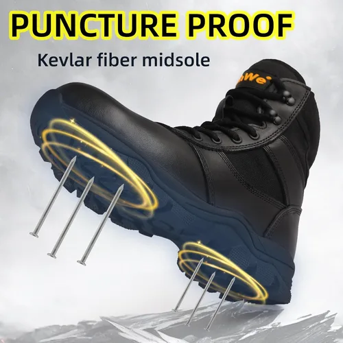 Miniatura 6 de DahWe Men's Tactical Boots with Steel Toe Side Zipper 6 inch Lightweight Comfortable for Military Combat Hiking Logger Riding Motorcycle Law