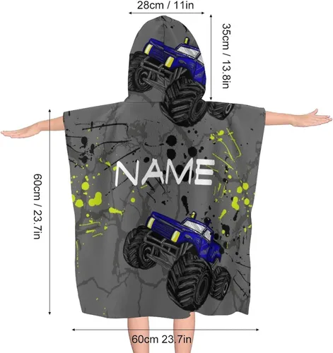 Miniatura 2 de Toalla de baño personalizada con capucha para niños, añade tu nombre, poncho de natación de caricaturas, toalla de playa personalizada con capucha