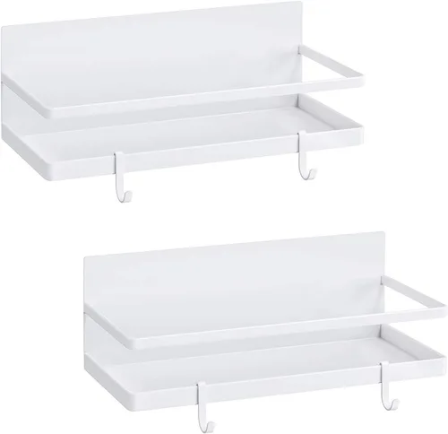 Estante magnético para especias, estante magnético fuerte con 4 ganchos extraíbles, ahorro de espacio perfecto para cocinas pequeñas/apartamentos,