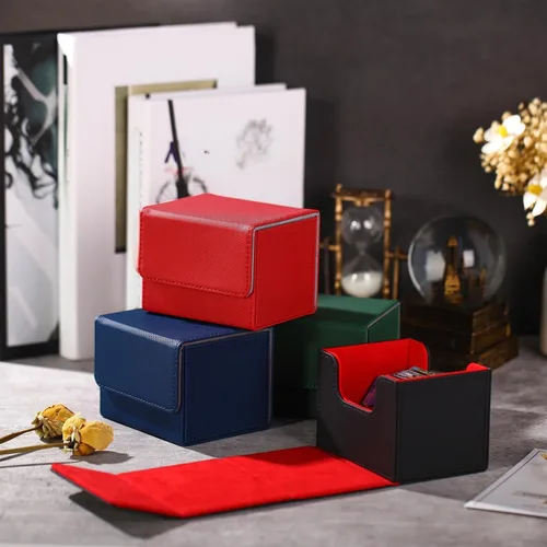 Miniatura 6 de Yookeer 4 Piezas Cajas de Cartas de Cubierta de Cuero Caja de Juego de Cartas de Cubierta para Caja de Cartas de Juego Coleccionables Compatible