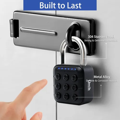 Miniatura 6 de UMIKSMART - Candado de combinación de 6 dígitos, bloqueo de contraseña de alta seguridad con cuerpo de aleación de zinc impermeable IP67, bloqueo
