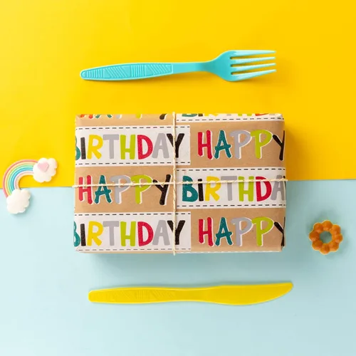 Miniatura 8 de RUSPEPA Papel de Regalo Kraft - Diseño Colorido de Envoltura de Cumpleaños - 4 Rollos - 30 pulgadas x 10 pies por rollo Cumpleaños coloridos