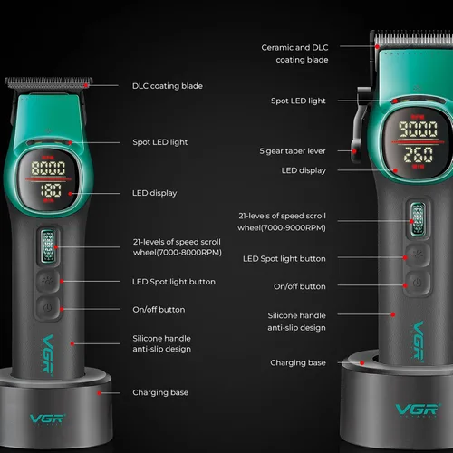 Miniatura 3 de VGR 885 S2 - Kit de cortapelos y recortadores de peluquería inalámbricos, profesional para hombres, kit de corte de pelo con cuchillas de cerámica
