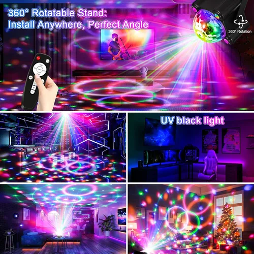 Miniatura 5 de Luz de bola de discoteca, luces de DJ para fiestas, luces estroboscópicas activadas por sonido, decoraciones de fiesta de discoteca, iluminación